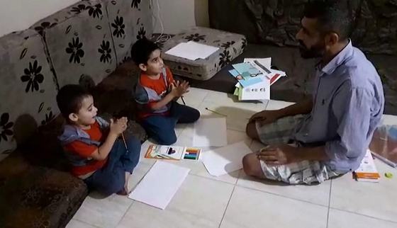 Nader educating his sons_War Child's I Learn from home_Lebanon_War Child_200700