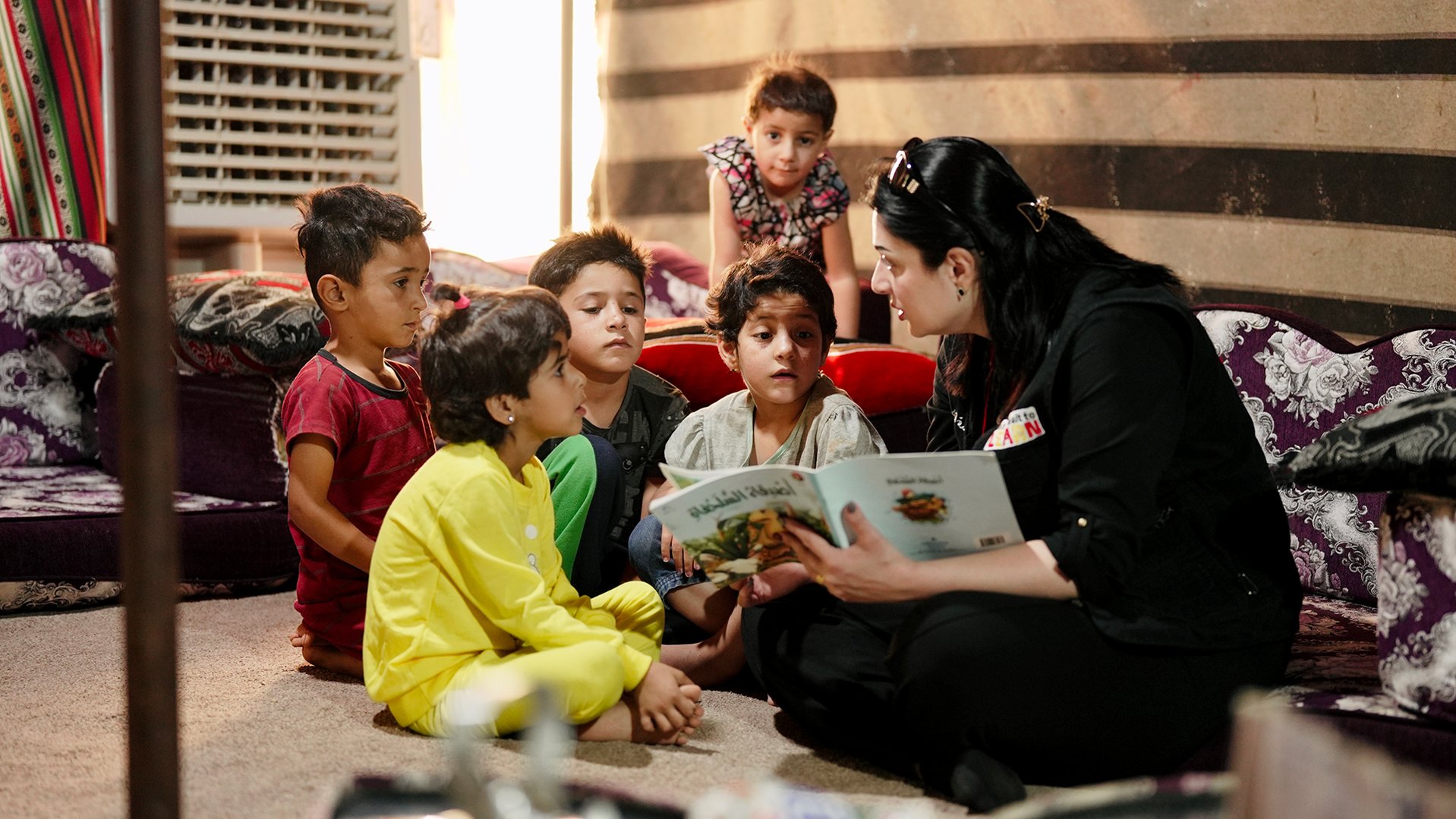 Children participants in War Child's Library project which is part of CWtL