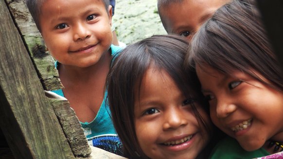 Indigenous children in Colombia participating in one of War Child mental health activities