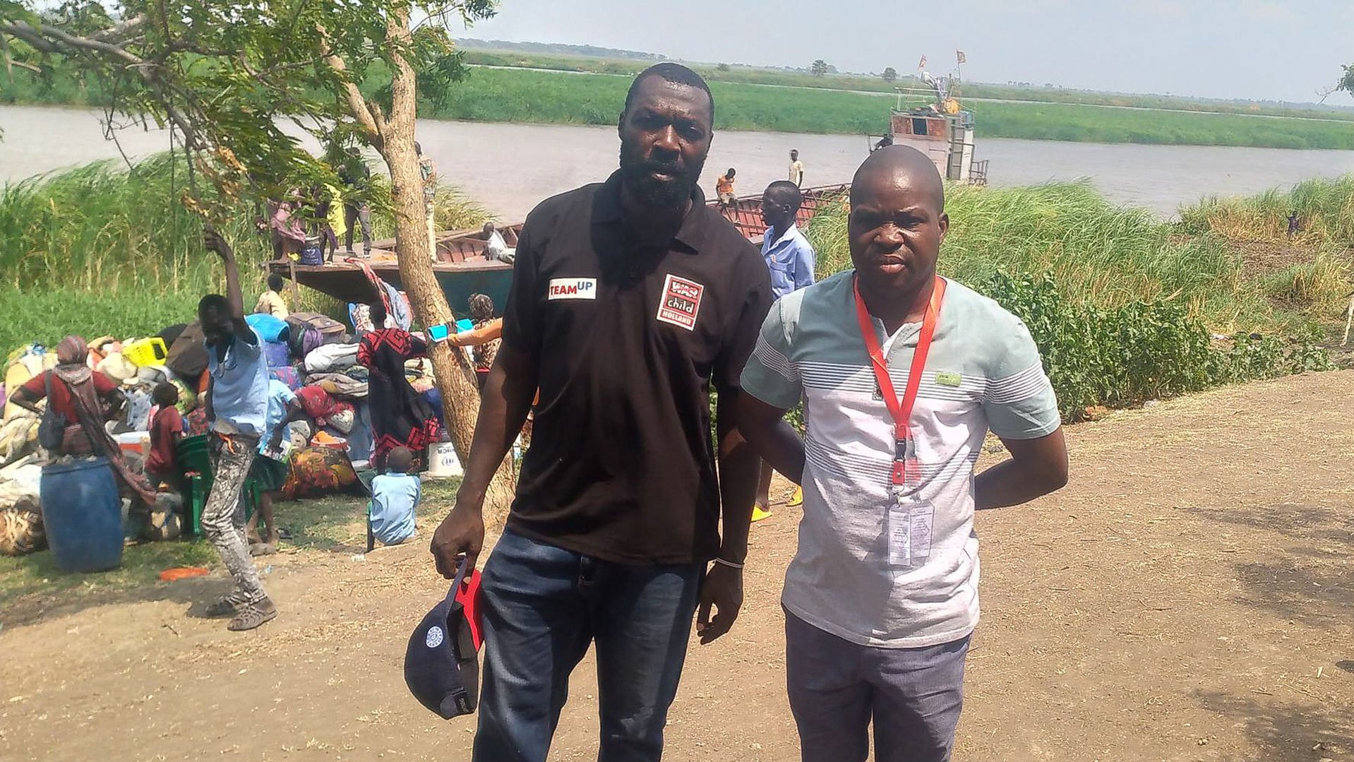War Child staff Toendepi and Felix at the transit centre in Malakal, South Sudan